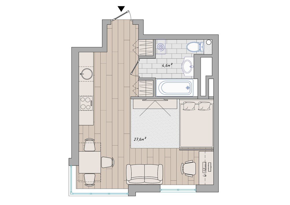 London Sky eclectic 32 Sqm studio apartment in London - HomeWorldDesign (6)