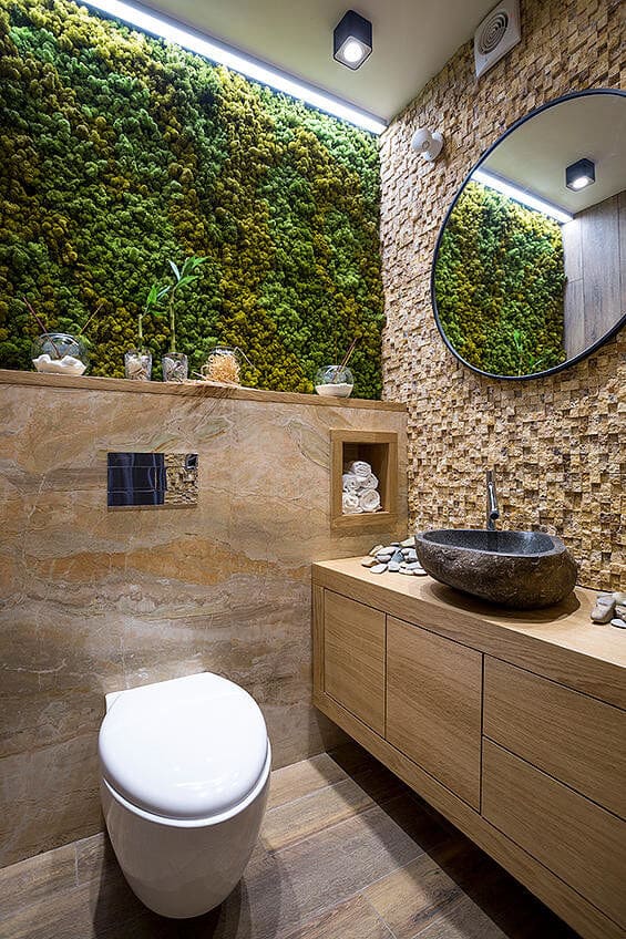 Bathroom Eco-design With Small Vertical Gardens