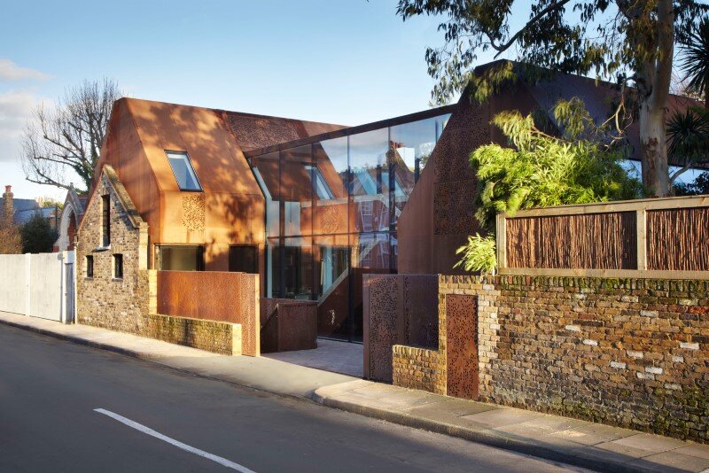 Kew House - family home formed of two sculptural volumes of weathering steel (1)