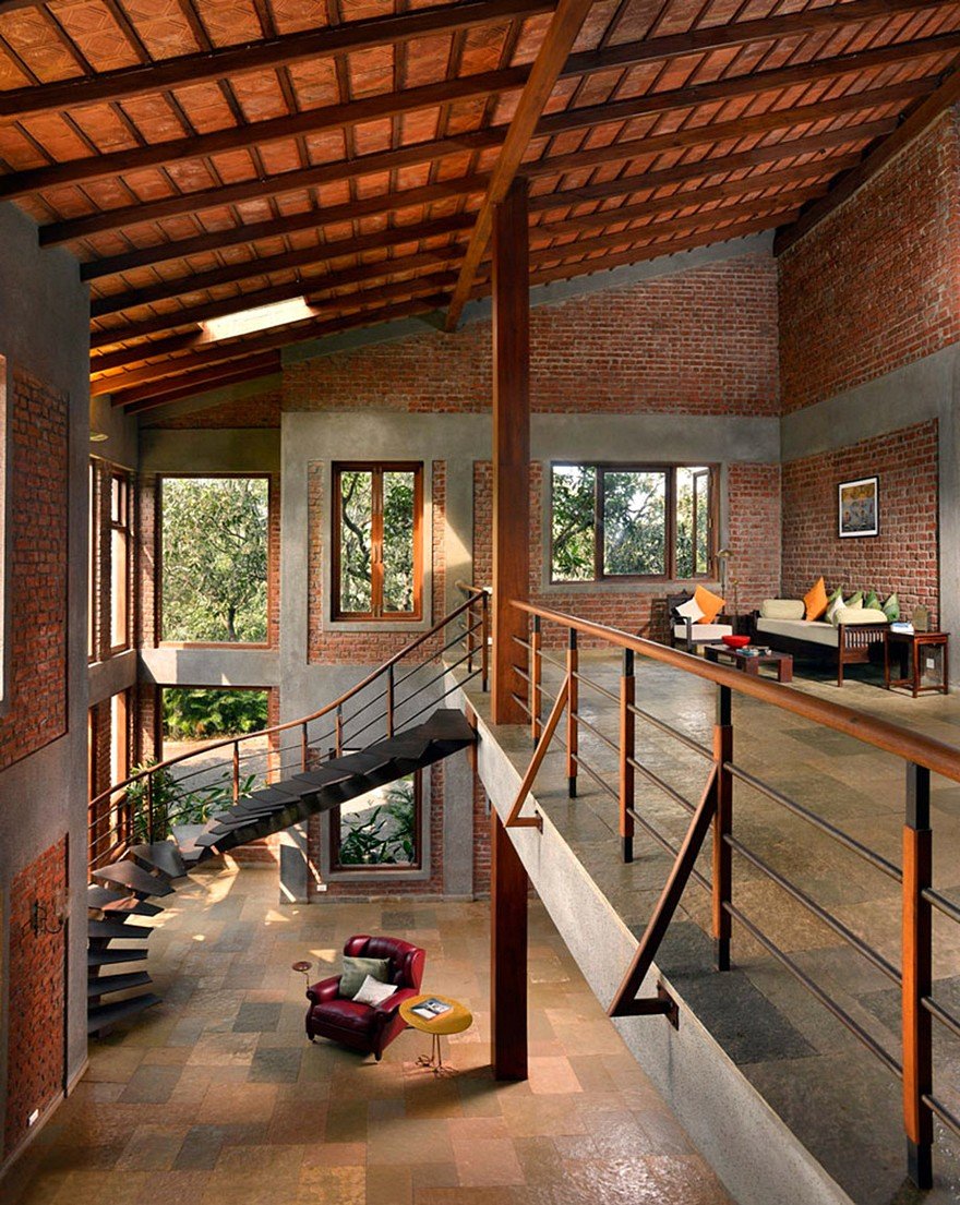 Indian Brick House With An Architectural Design Influenced