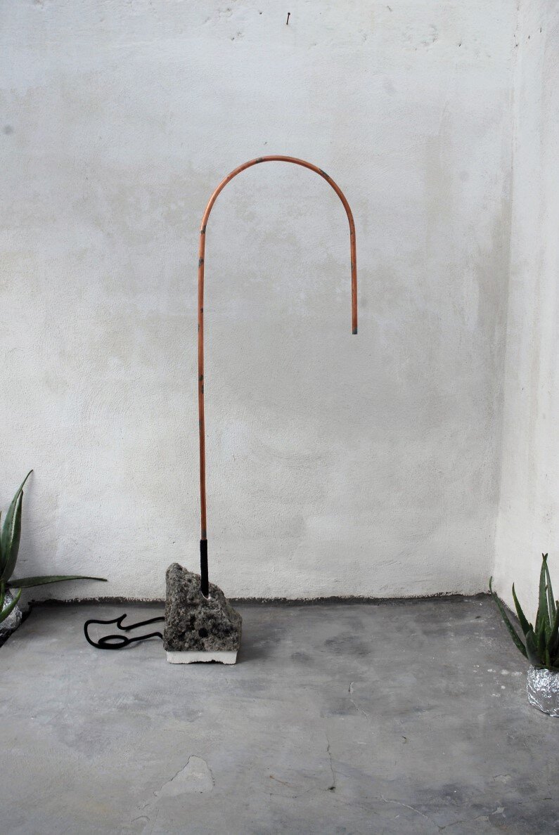 pieces carved in limestone by Cosma Frascina - lamp stands