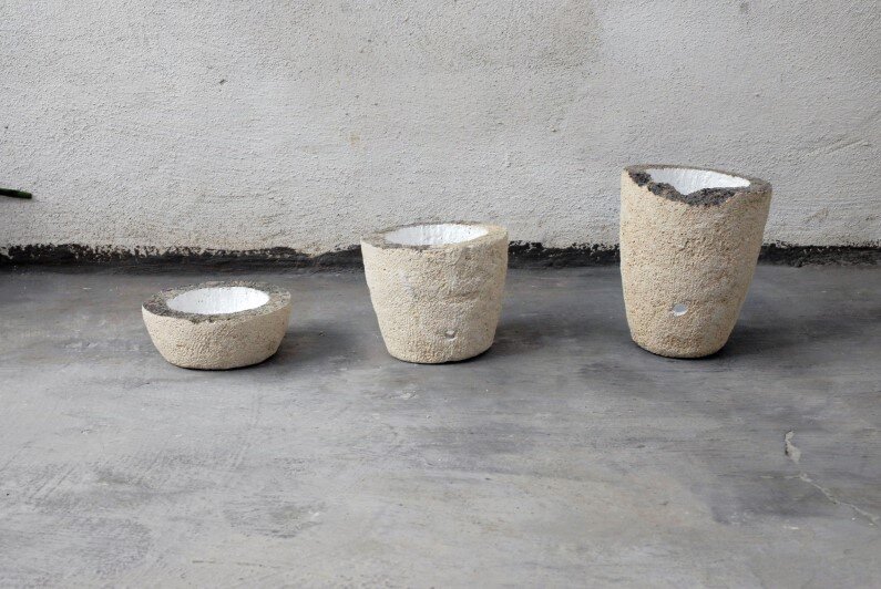 vases - pieces carved in limestone by Cosma Frascina
