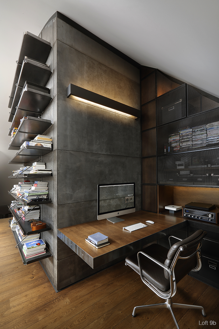 Loft interior furnished with custom designed furniture