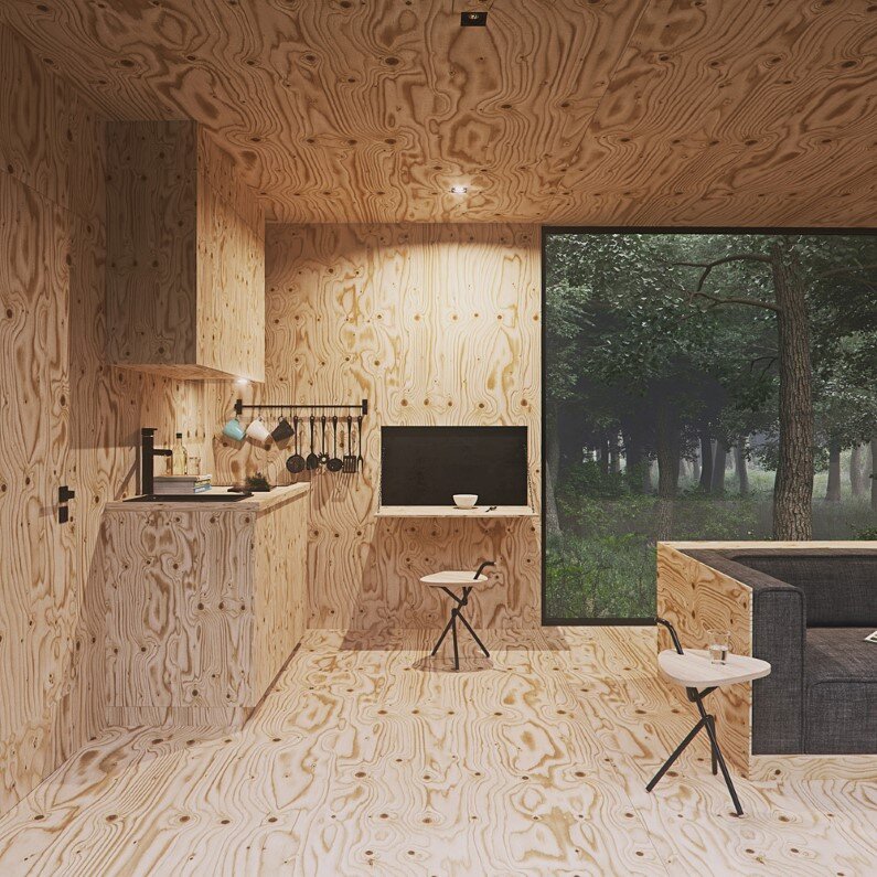Wood retreat in a forest with minimal impact on the environment