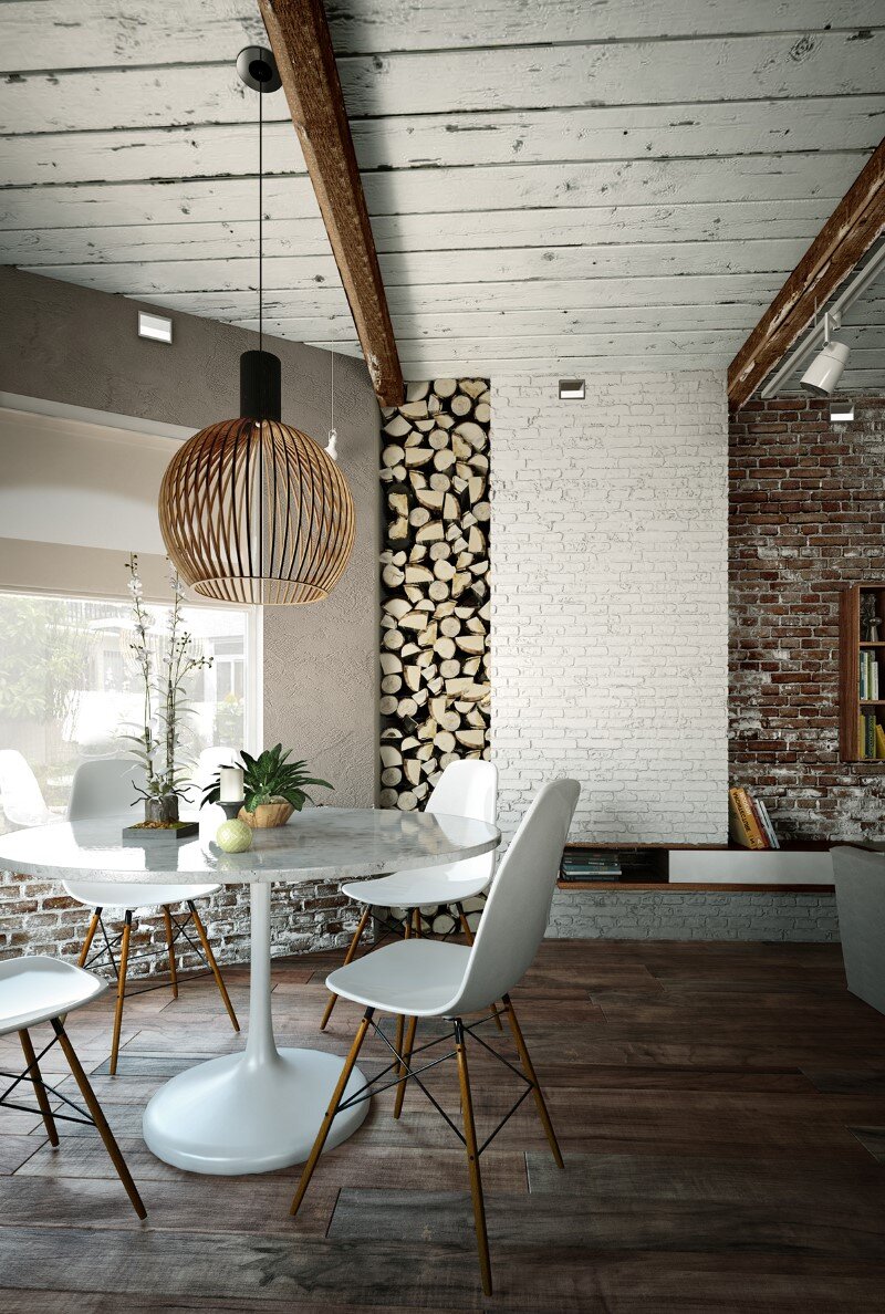 Loft project by Galina Lavrishcheva - combination of styles - rustic and modern (1)