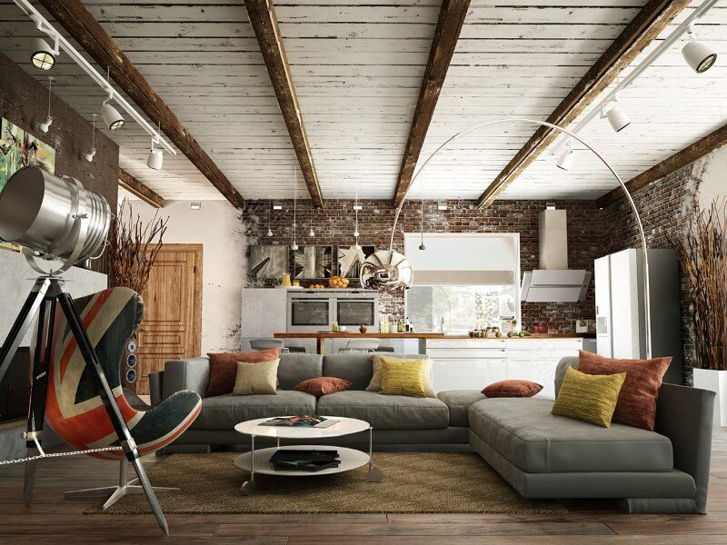Project interiors of the private house by Galina Lavrishcheva - combination of styles - rustic and modern (13)