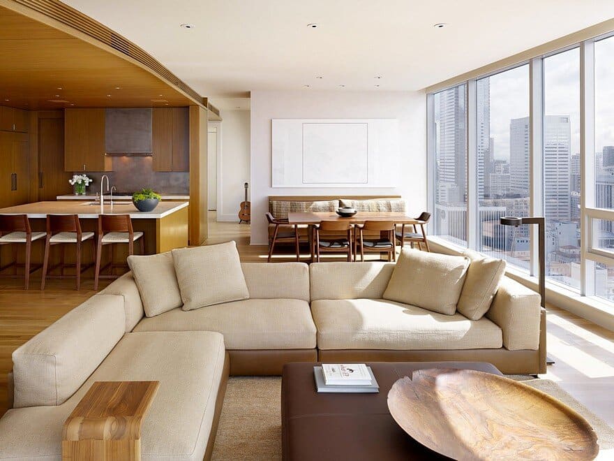 High-Rise Apartment with Floor-to-Ceiling Windows Overlooking Downtown