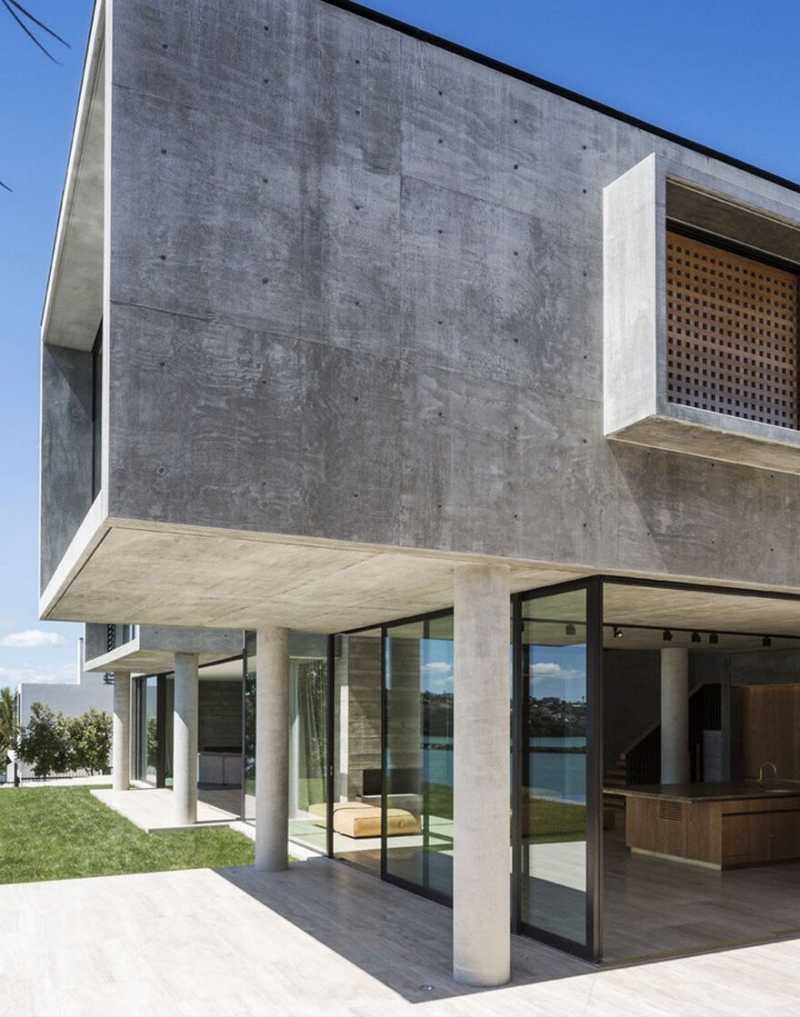 Massive Concrete Home on a Cliff Above Hobson Bay