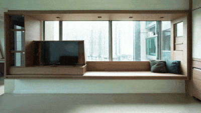 Adjustable Wooden Furniture Maximizes Small Apartment in Hong Kong 3