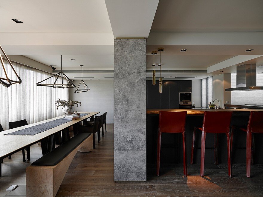 Masculine Black and Gray Apartment in Taipei Exhibiting a Mix of Textures 2