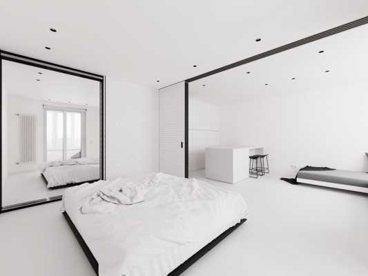 Minimalist Small Apartment in Moscow Designed in White