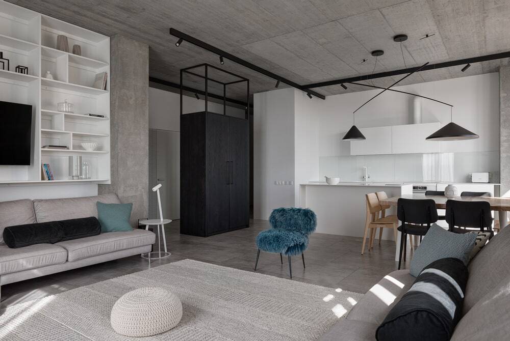 Deep Gray Apartment by Azovskiy + Pahomova