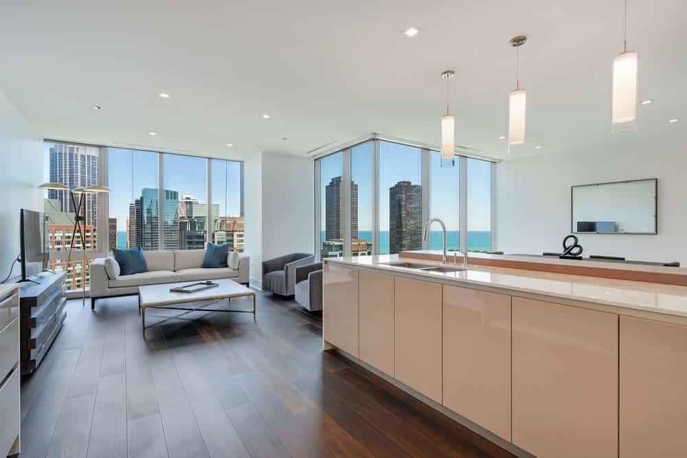 kitchen, living room, Hirsch Bedner Associates Los Angeles